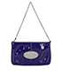 Charlie Pouch W Chain, &pound;75, Handbags, Blue, Patent Leather, Front view